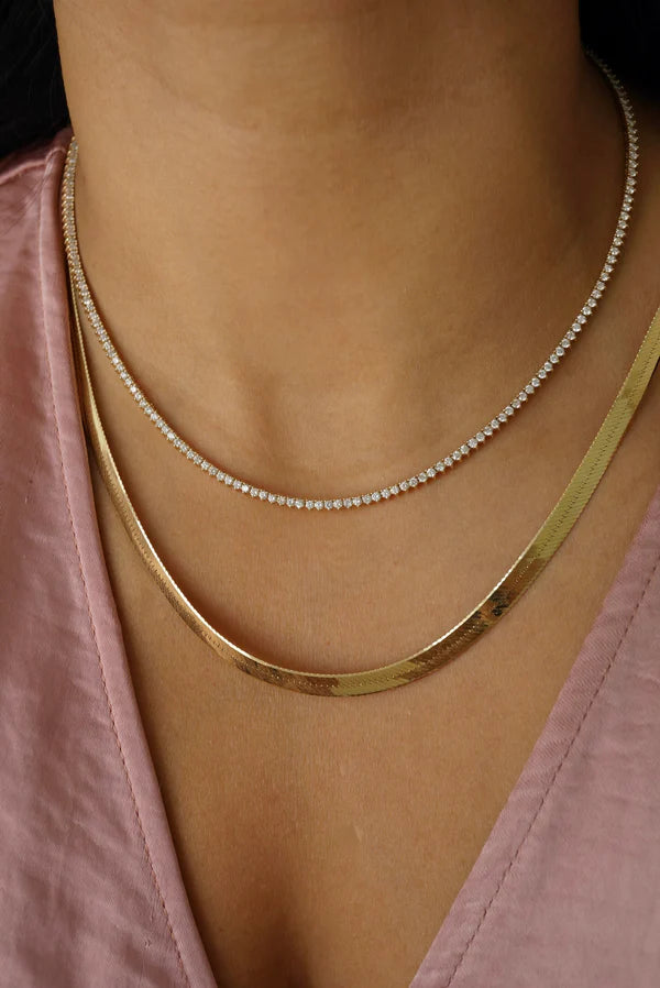 Round Lab Grown Diamond Tennis Necklace