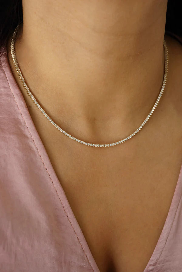 Round Lab Grown Diamond Tennis Necklace