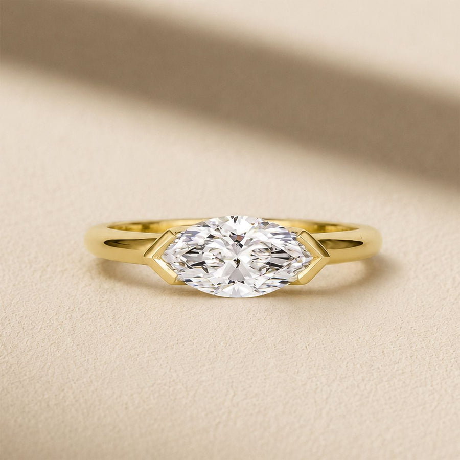 East West Marquise in an Open V Setting Lab Grown Diamond Engagement Ring + 1.13 ct marquise - D VS2