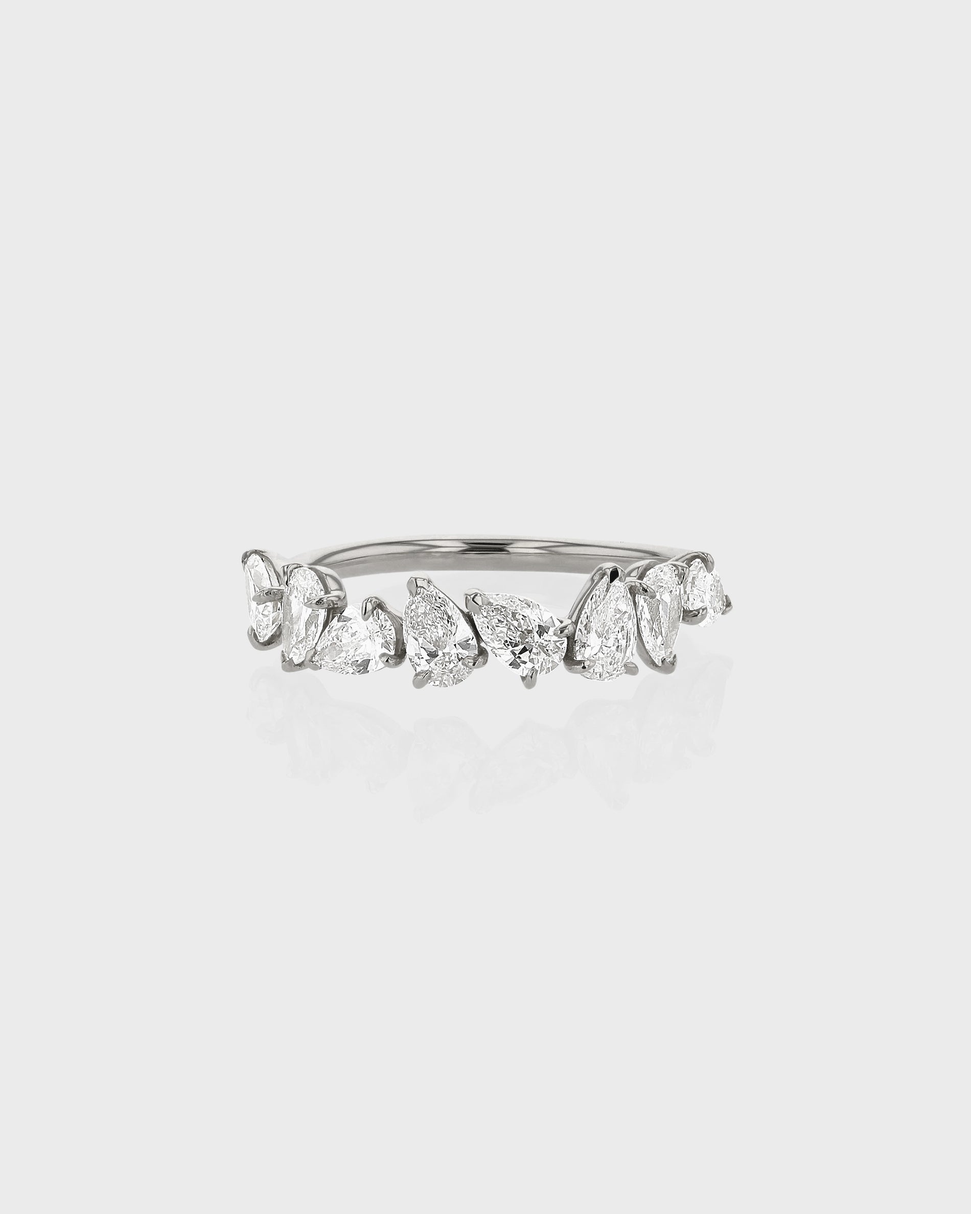 1.40 TCW Pear EF-VVS Diamond Half Endless Wedding Band