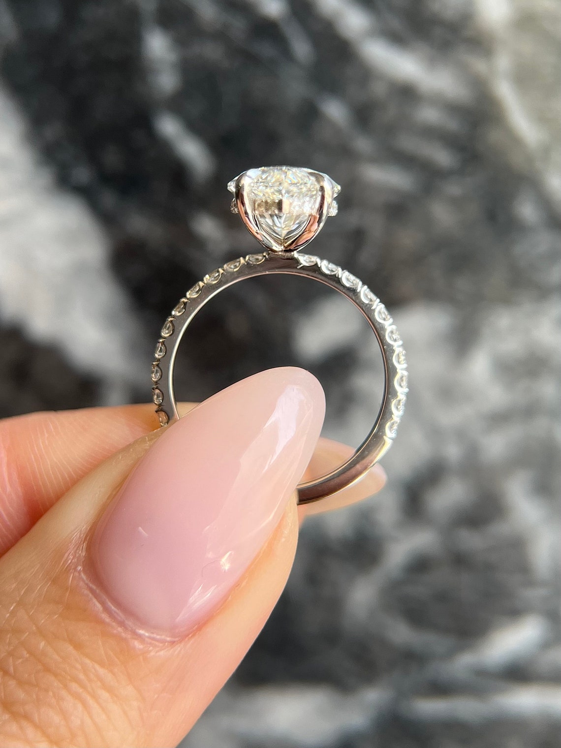 3.0 - 5.0 CT Marquise Lab GrownDiamond Hidden Halo & Pave Engagement Ring