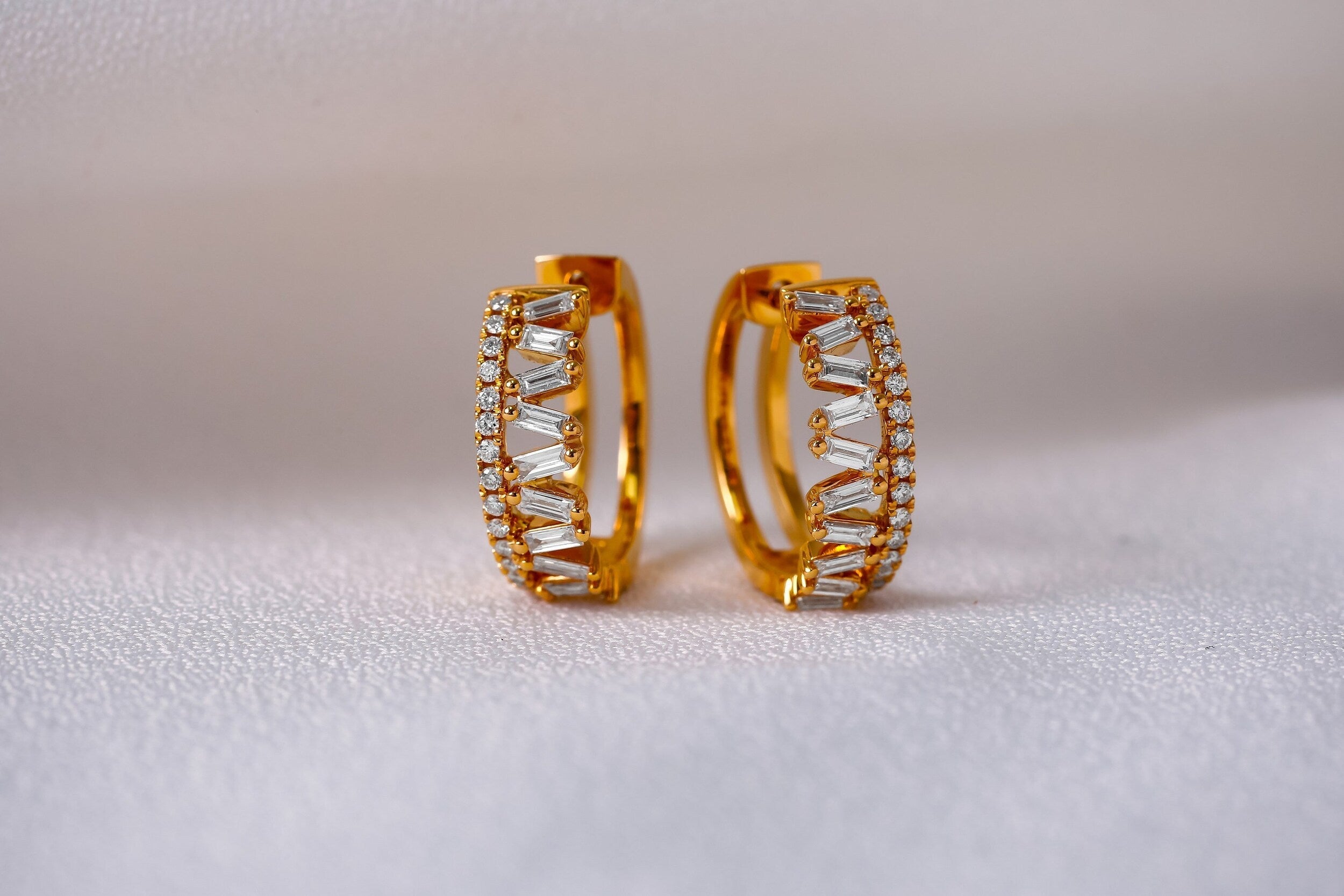 0.81 TCW Round & Baguette Moissanite Diamond Hoop Earrings - Camila Brown