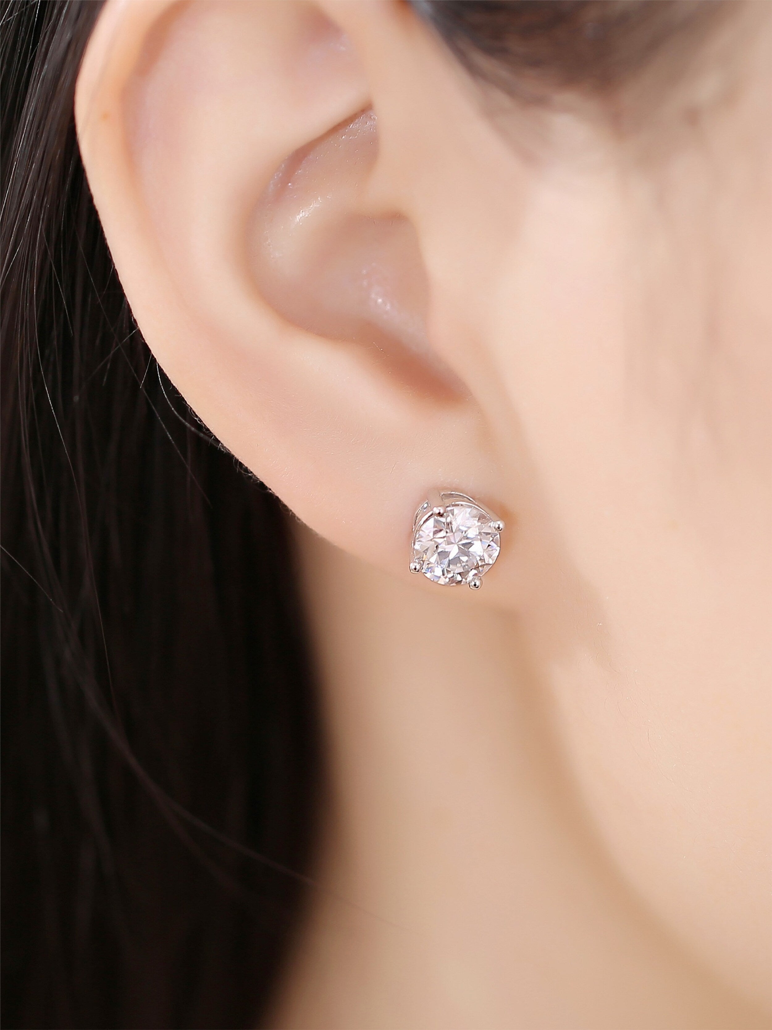 1.0 TCW Round Moissanite Diamond Solitaire Stud Earrings - Camila Brown