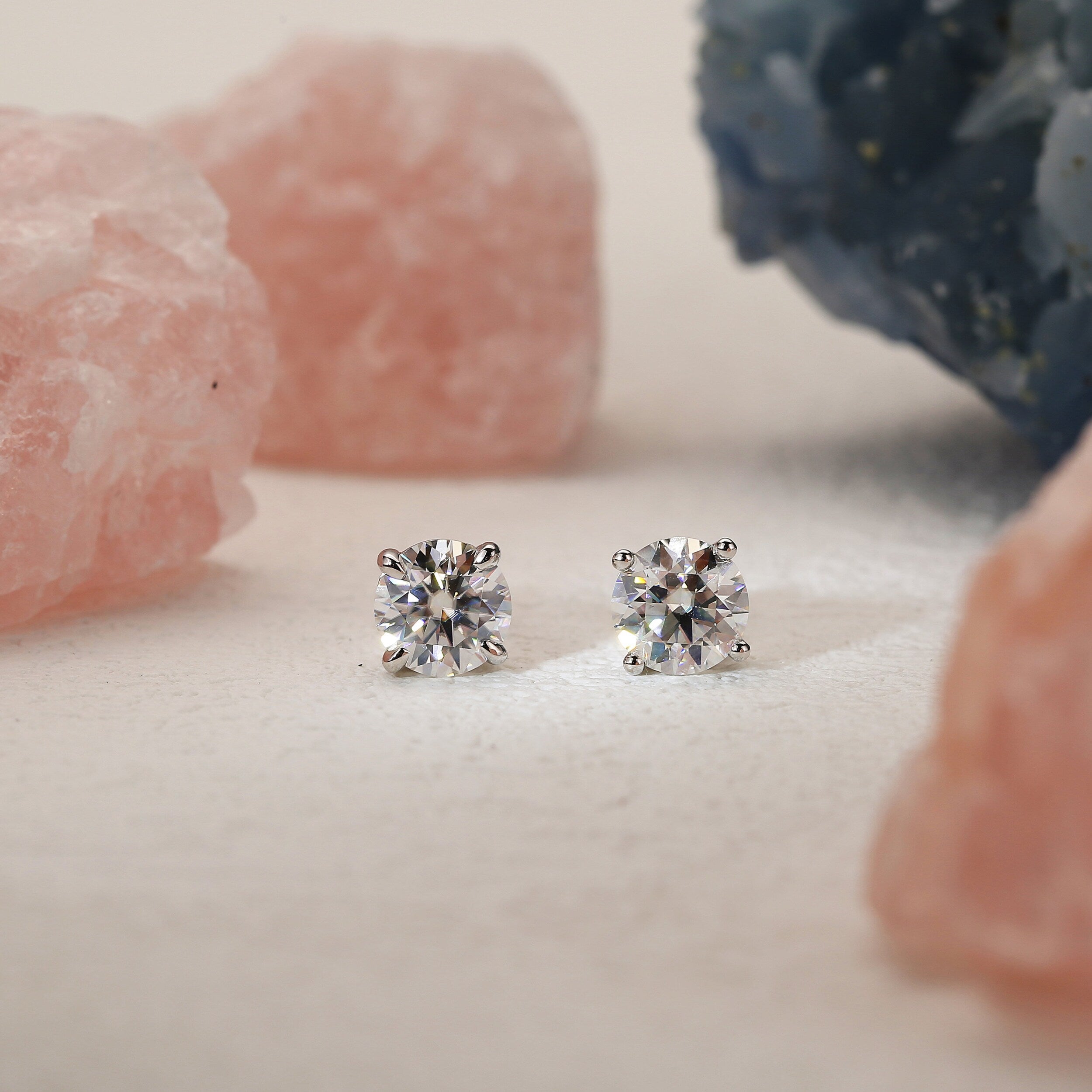 2.0 TCW Round Moissanite Diamond Solitaire Stud Earrings - Camila Brown