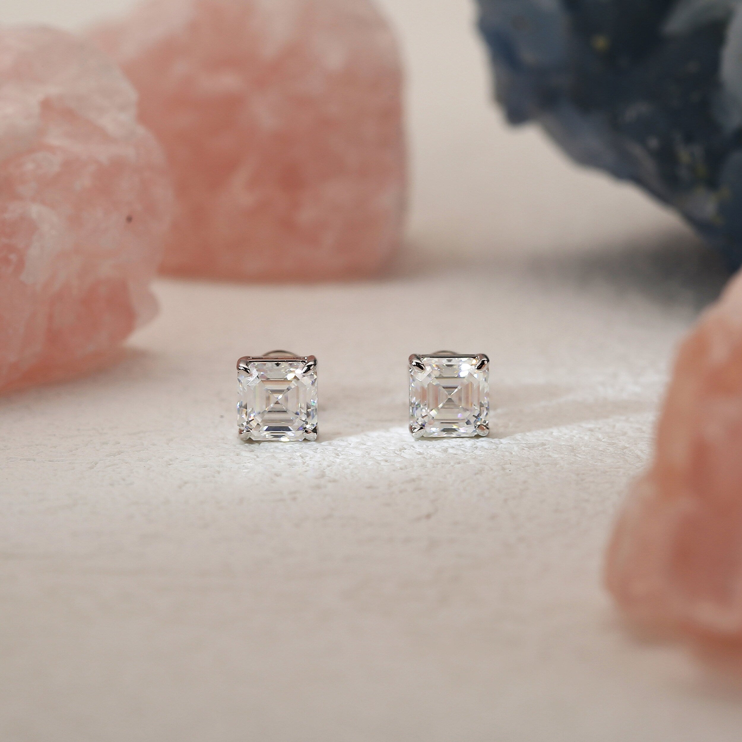 2.0 TCW Asscher Moissanite Diamond Solitaire Stud Earrings - Camila Brown