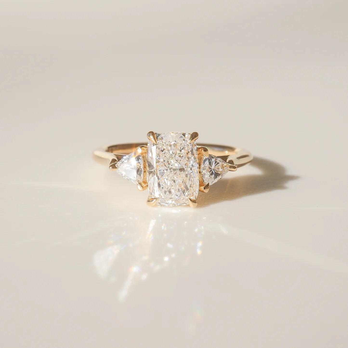 1.40 -2.50 Carats cushion Shaped Lab Grown Diamond Three Stone Style Engagement Ring