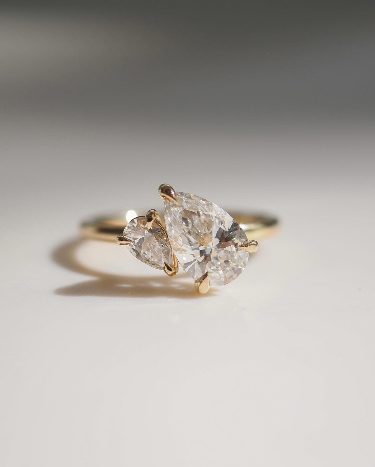 0.90 -3.0 Carats Pear Shaped Lab Grown Diamond Two Stone Style Engagement Ring