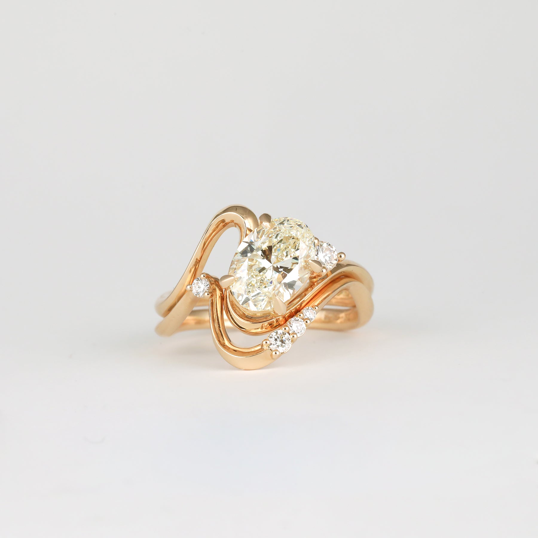 1.70- 3.50 CT Oval Lab Grown Diamond Unique Bridal Ring Set