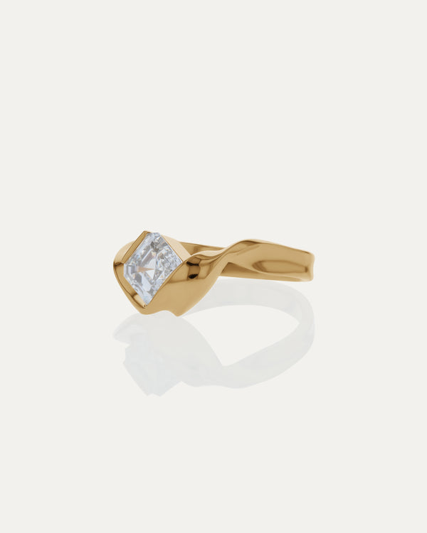 1.53 CT Asscher Cut Lab Grown Diamond Unique Engagement Ring