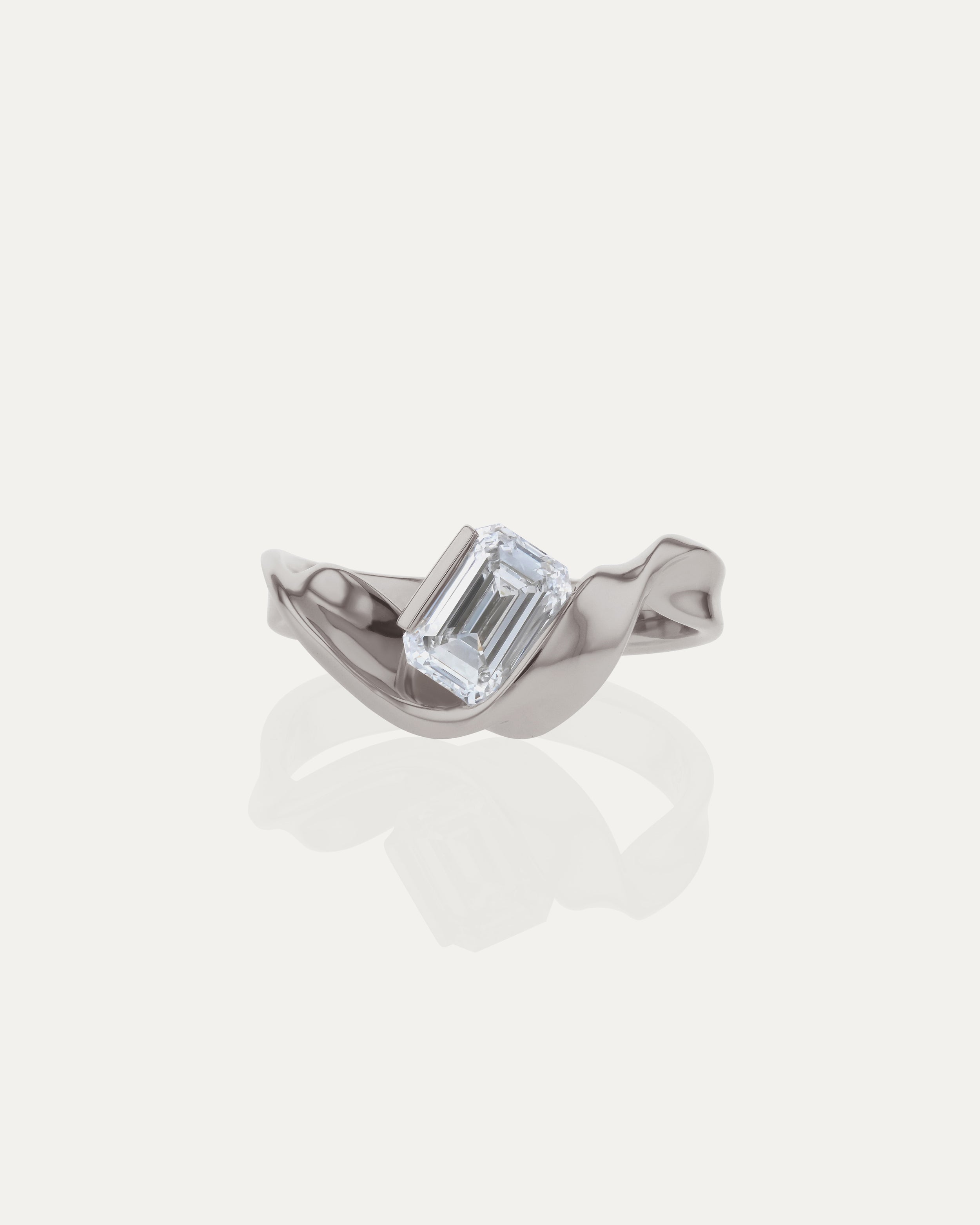 1.01 CT Emerald CVD Diamond Unique Engagement Ring