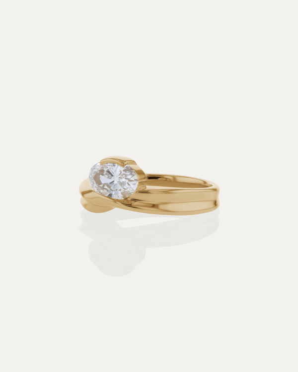 1.03 CT Oval CVD Diamond Unique Style Engagement Ring