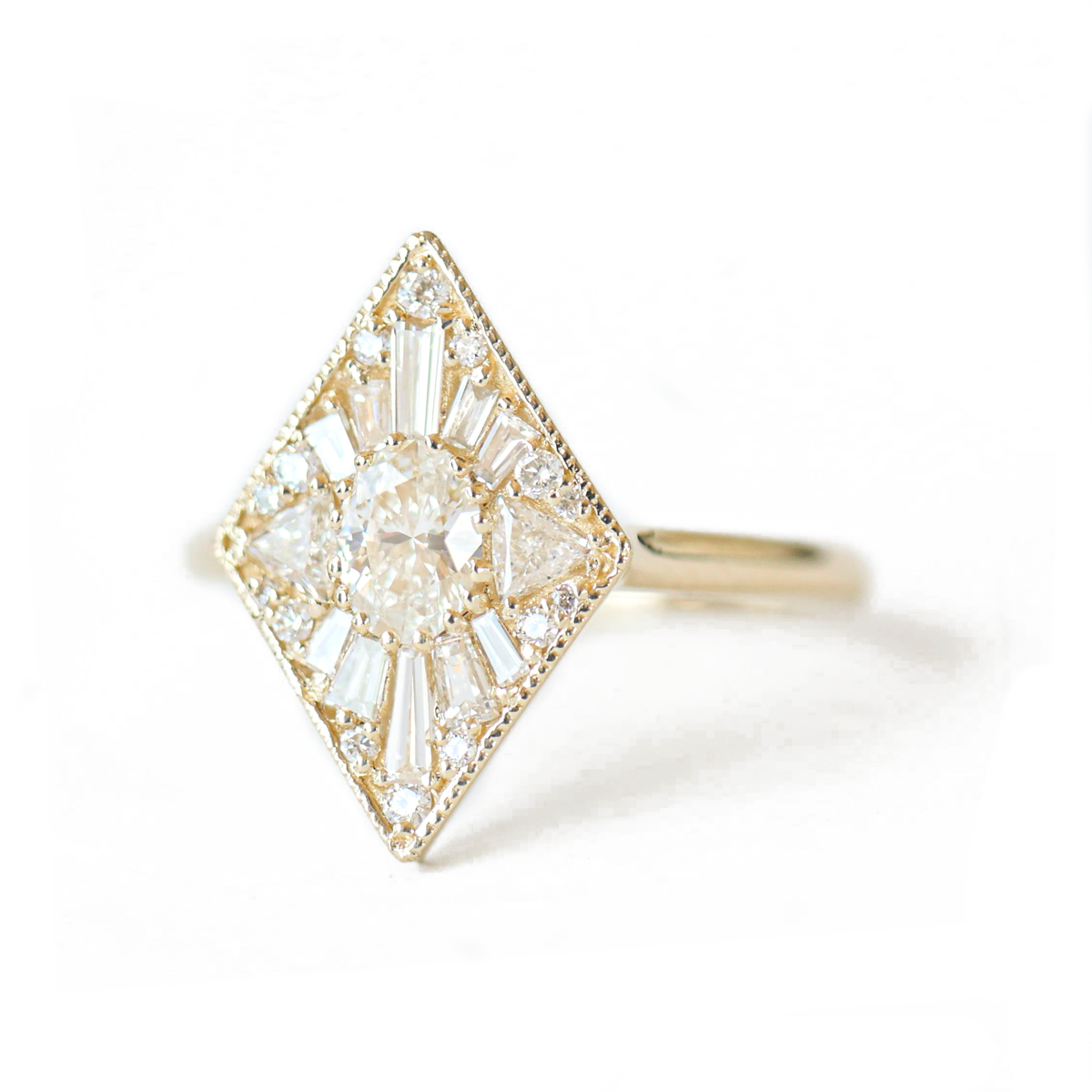 0.30 CT Oval Shape Lab Grown Kite Engagement Ring
