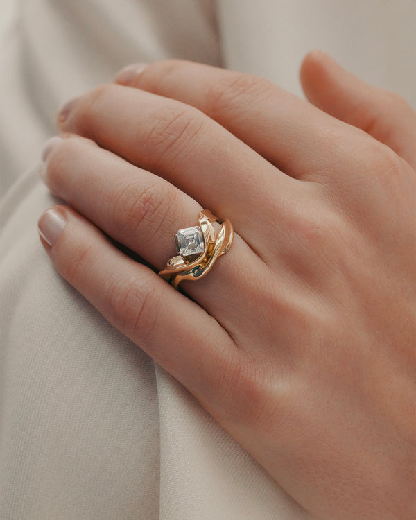 1.53 CT Asscher Cut Lab Grown Diamond Unique Engagement Ring