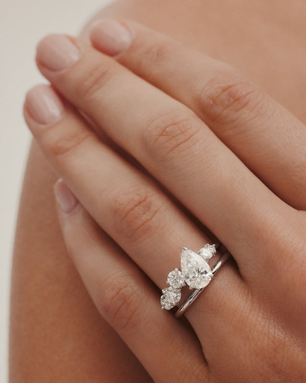 0.70 CT Round & Pear Lab Grown Diamond Unique Style Engagement Ring