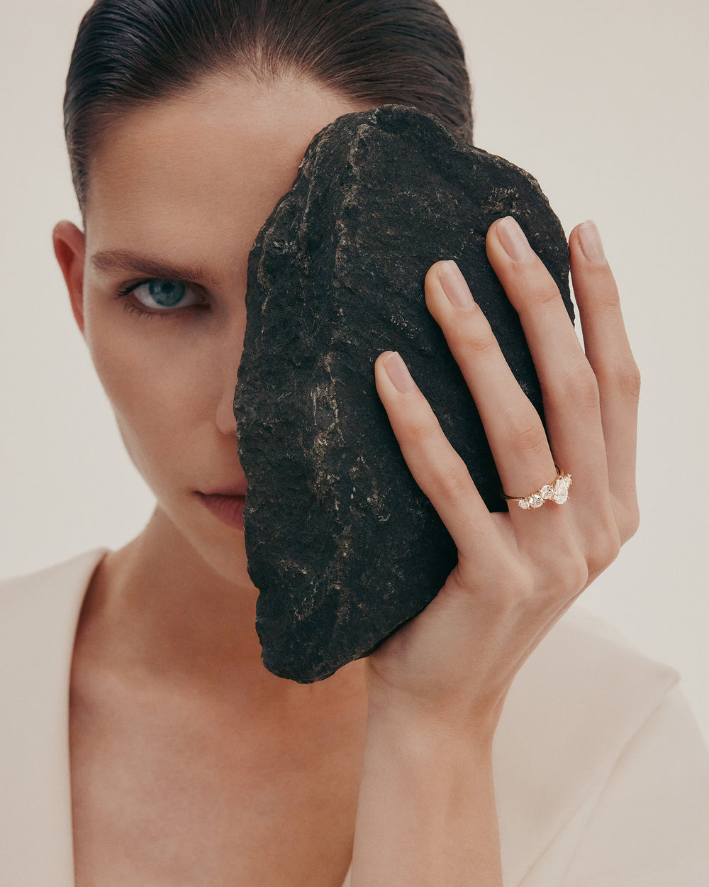 0.70 CT Round & Pear Lab Grown Diamond Unique Style Engagement Ring