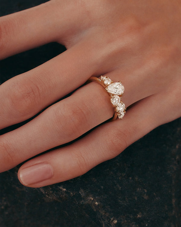 0.70 CT Round & Pear Lab Grown Diamond Unique Style Engagement Ring