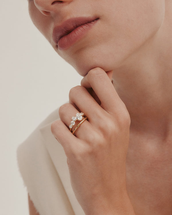 0.70 CT Round & Pear Lab Grown Diamond Unique Style Engagement Ring