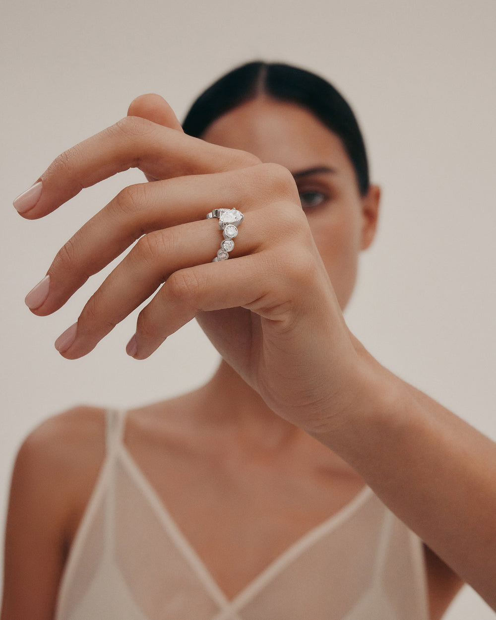 1.50 CT Pear Cut Lab Grown Diamond Unique Style Engagement Ring