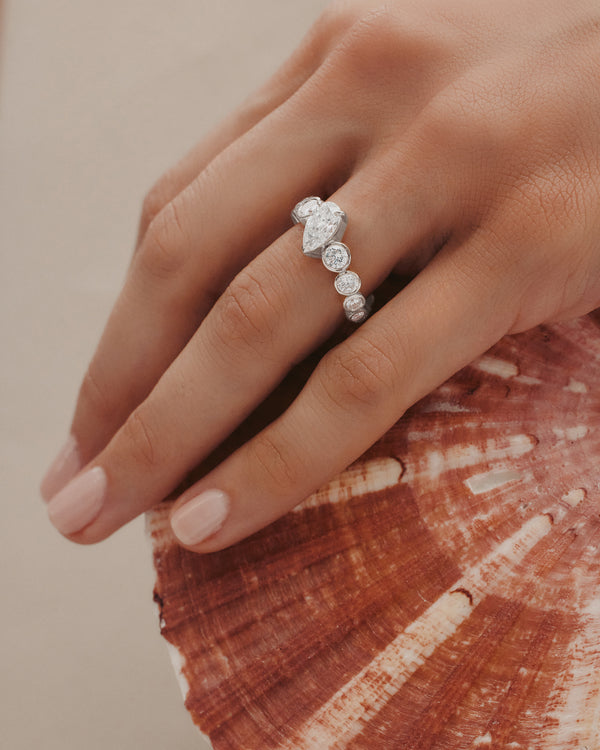 1.50 CT Pear Cut Lab Grown Diamond Unique Style Engagement Ring