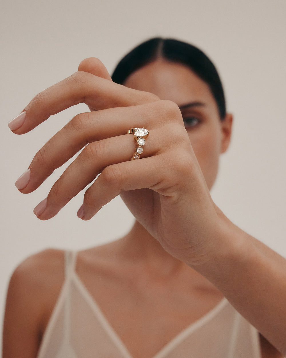 1.50 CT Pear Cut Lab Grown Diamond Unique Style Engagement Ring