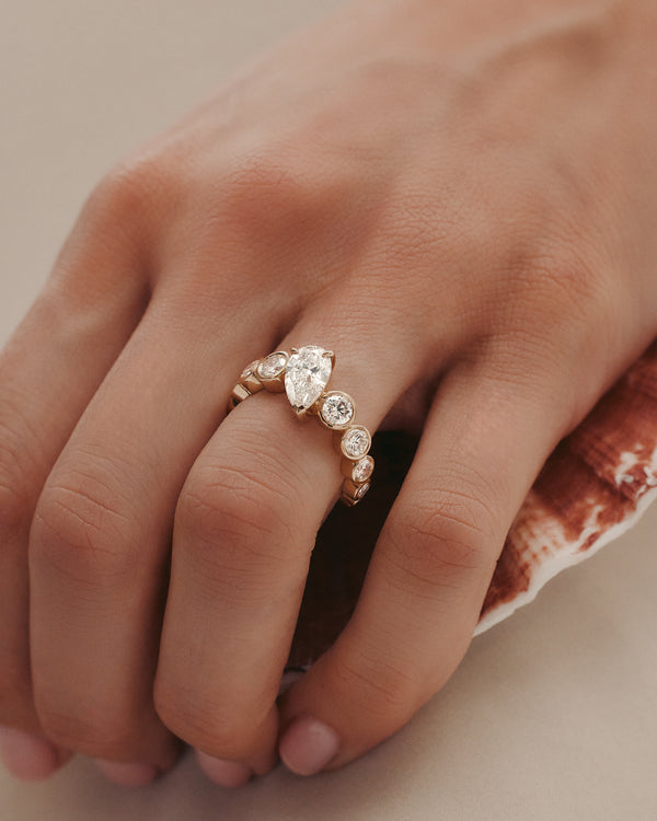 1.50 CT Pear Cut Lab Grown Diamond Unique Style Engagement Ring