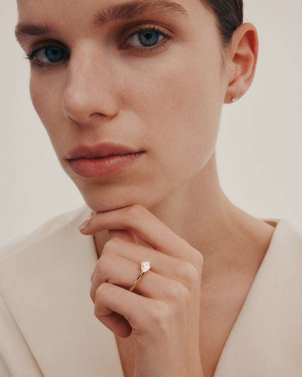 1.0 CT Pear CVD Diamond Unique Style Engagement Ring