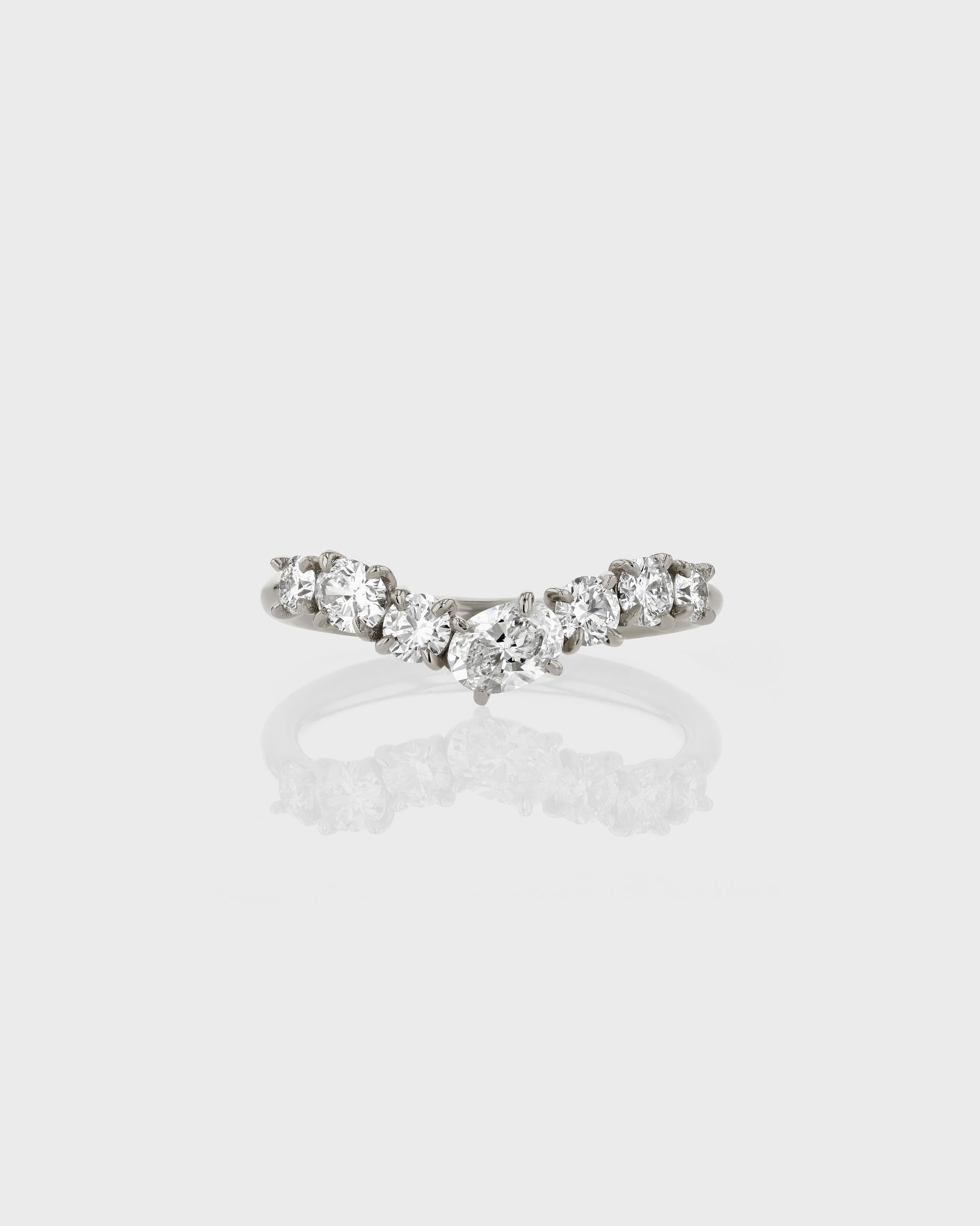 0.85 TCW Oval & Round Diamond Cluster Wedding Band