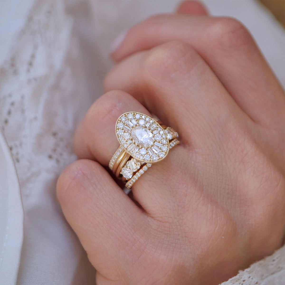 0.70 CT Oval cut Lab Grown Ballerina Setting Engagement Ring
