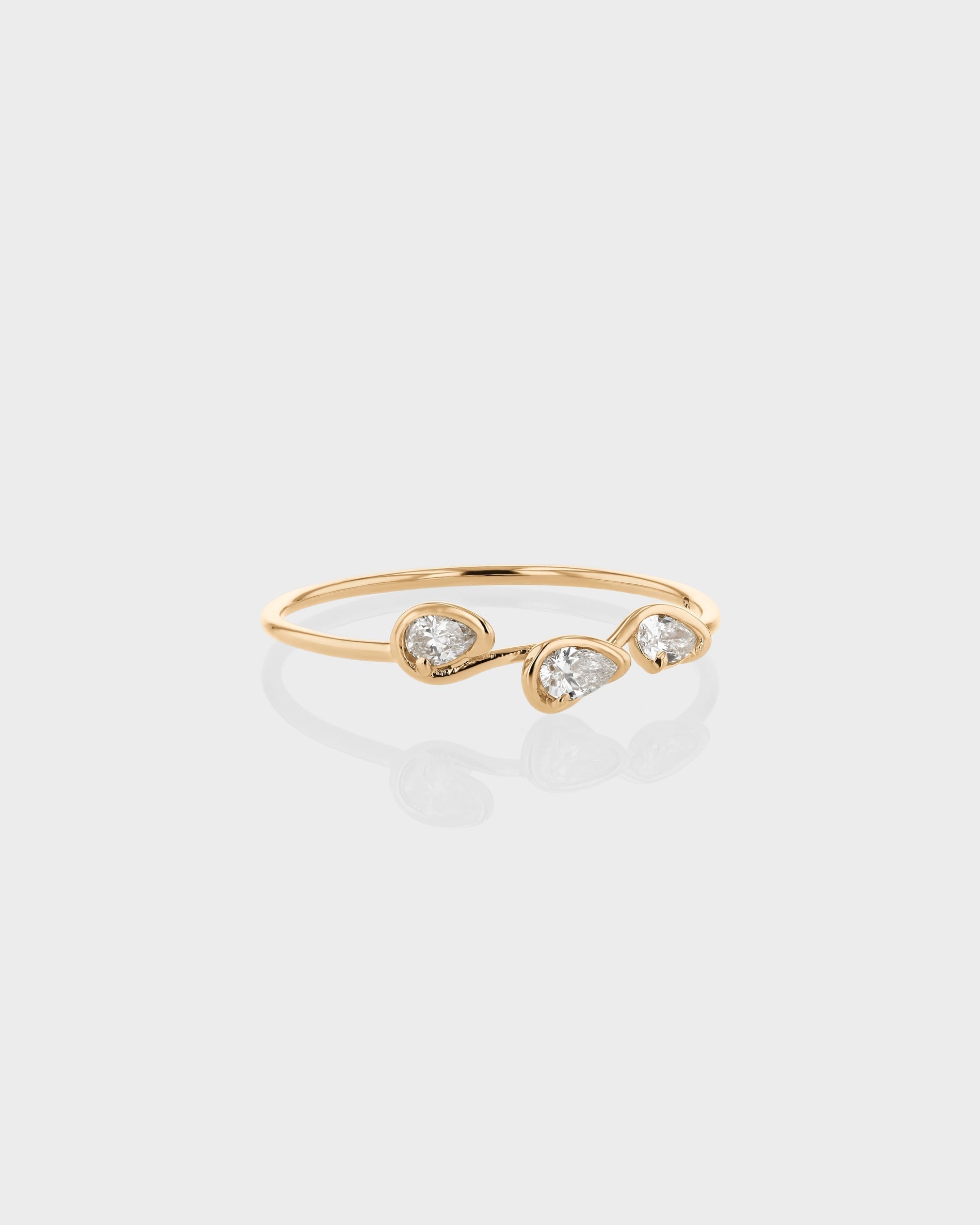 0.18 TCW Pear EF-VVS Diamond bezel Wedding Band