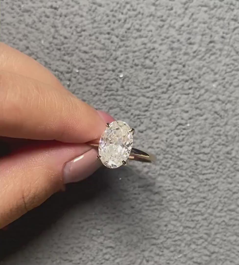 2.50 - 4.50 CT Oval Lab Grown Diamond Solitaire Engagement Ring