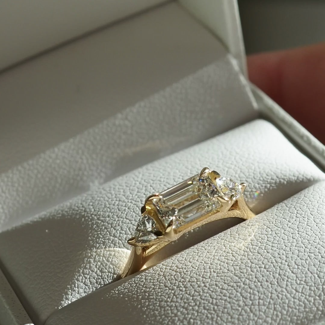 1.0 CT Emerald E/VS1 CVD Diamond Three Stone Style Engagement Ring - Camila Brown