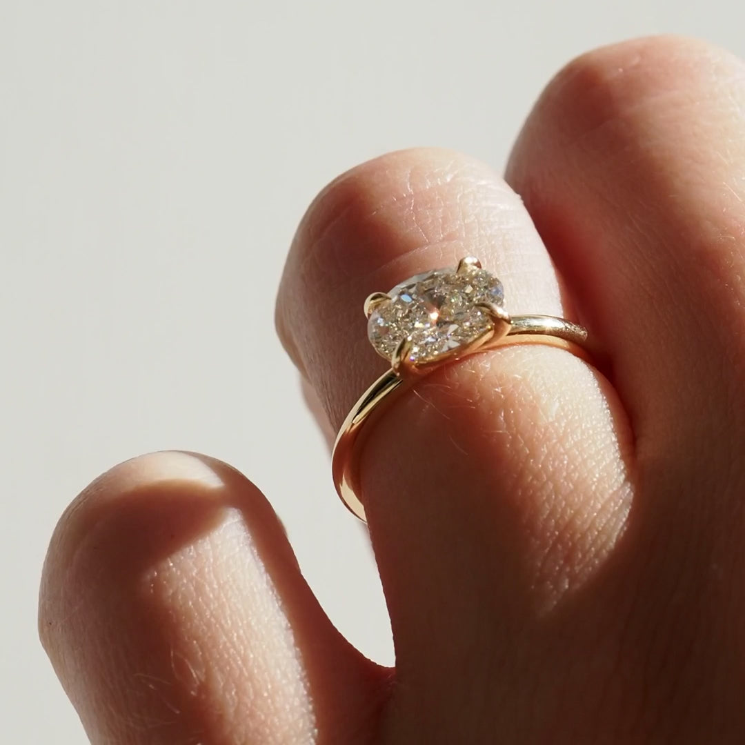 1.0-3.50 CT East West Oval Lab Grown Diamond Solitaire Engagement Ring
