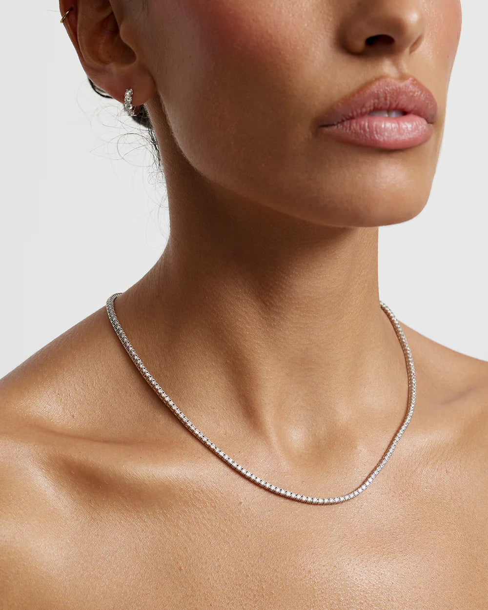 Round Lab Grown Diamond Tennis Necklace