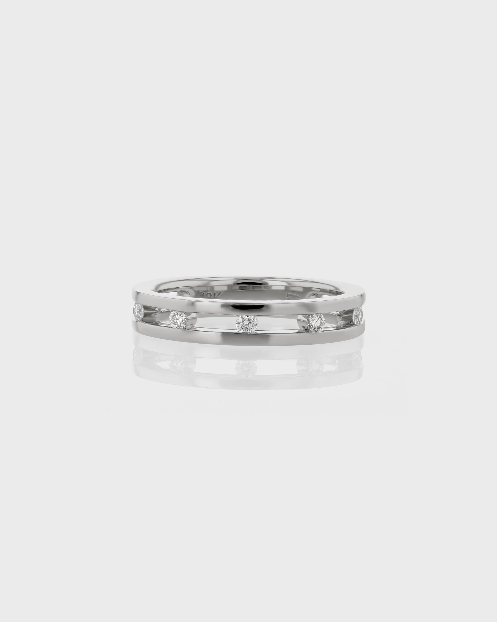 0.30 TCW Round EF-VVS Diamond Double Wedding Band
