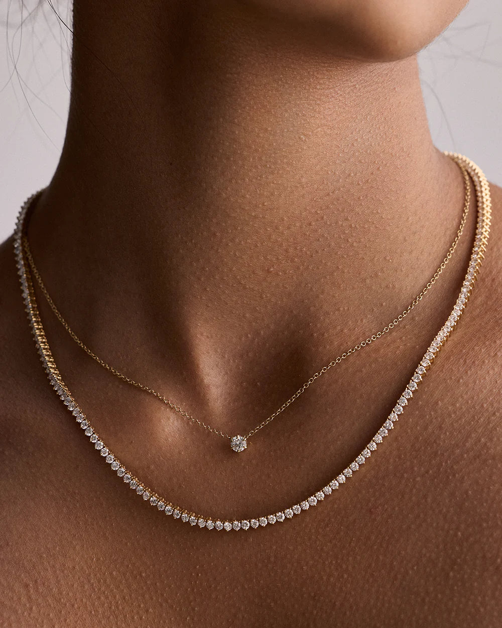 Round Lab Grown Diamond Tennis Necklace
