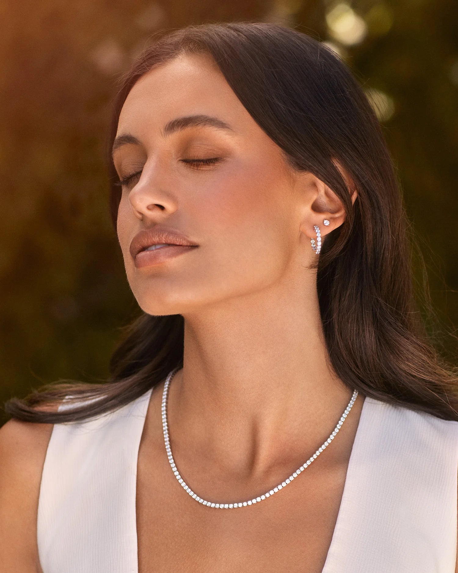 Round Lab Grown Diamond Tennis Necklace