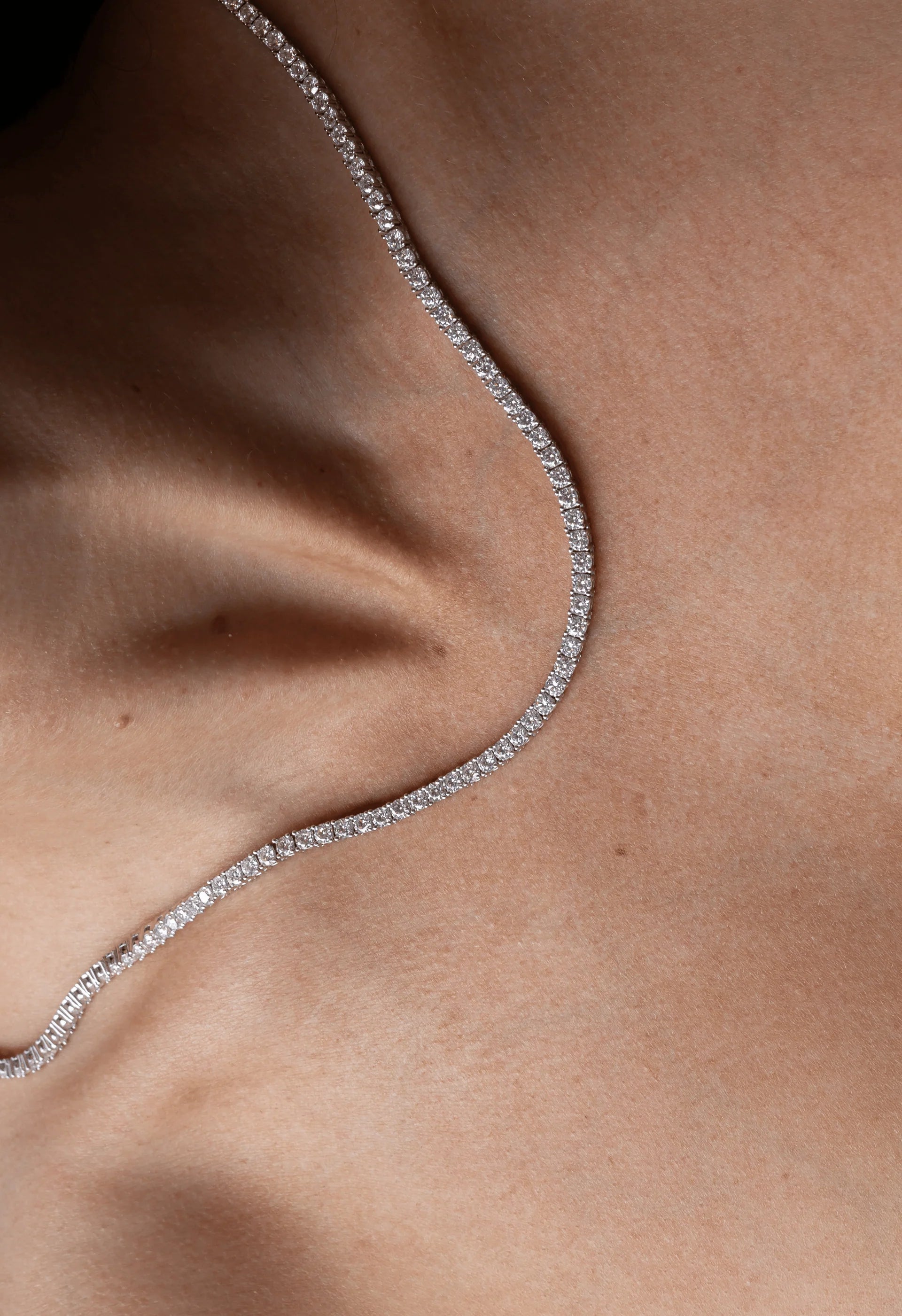 Round Lab Grown Diamond Tennis Necklace