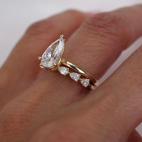 0.57 TCW Pear CVD Diamond Half Eternity Wedding Band - Camila Brown