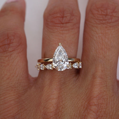 0.57 TCW Pear CVD Diamond Half Eternity Wedding Band - Camila Brown