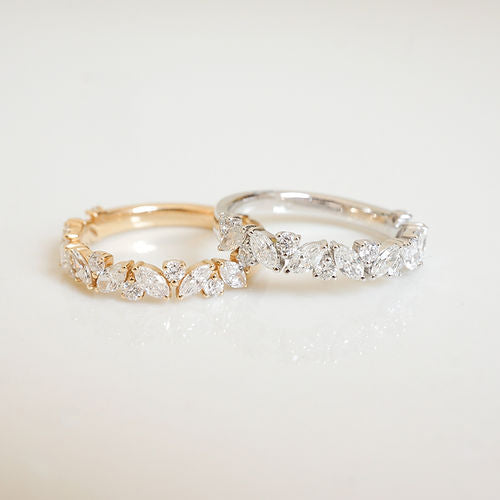 0.81 TCW Round & Marquise CVD Diamond Cluster Wedding Band - Camila Brown