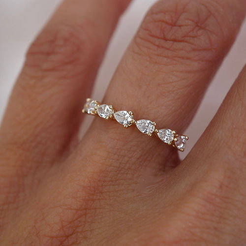 0.57 TCW Pear CVD Diamond Half Eternity Wedding Band - Camila Brown