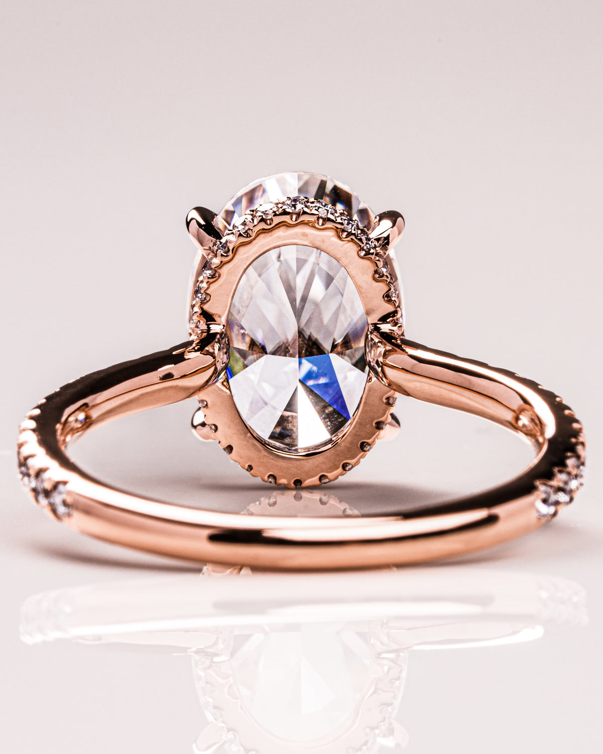 1.90 - 3.90 CT Oval F/VS1 CVD Diamond Hidden Halo Pave Setting Engagement Ring - Camila Brown