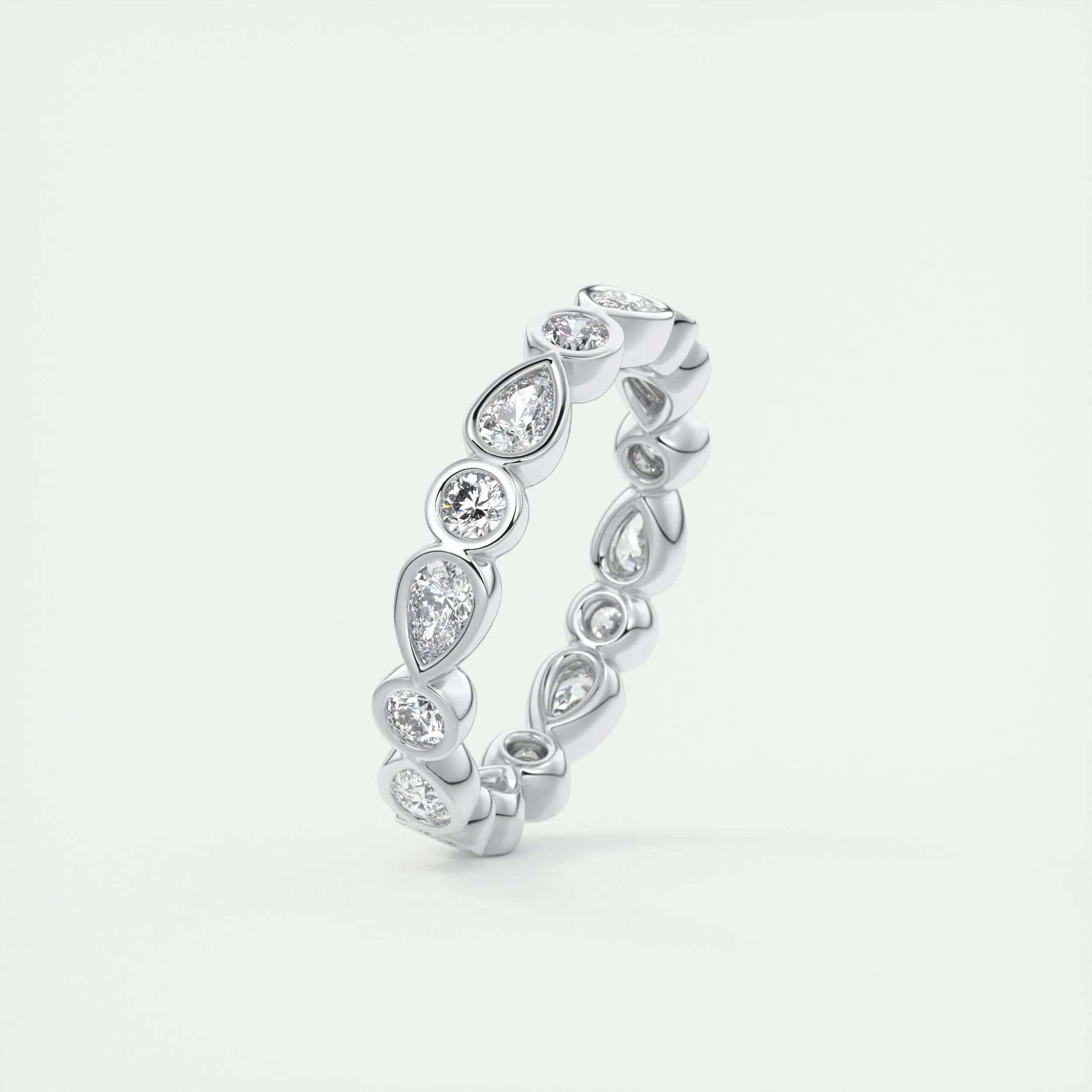 1.28 TCW Pear & Round CVD Diamond Bezel Wedding Band - Camila Brown