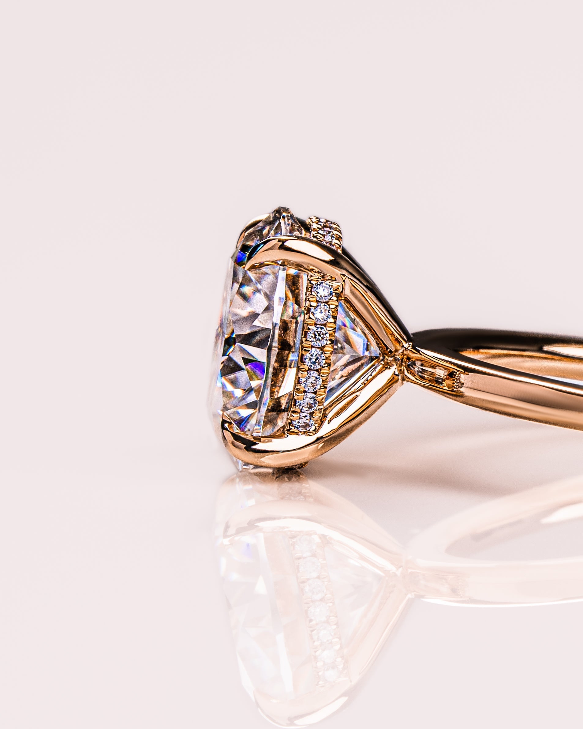 1.08 - 3.08 CT Round F/VS1 CVD Diamond Hidden Halo Engagement Ring - Camila Brown
