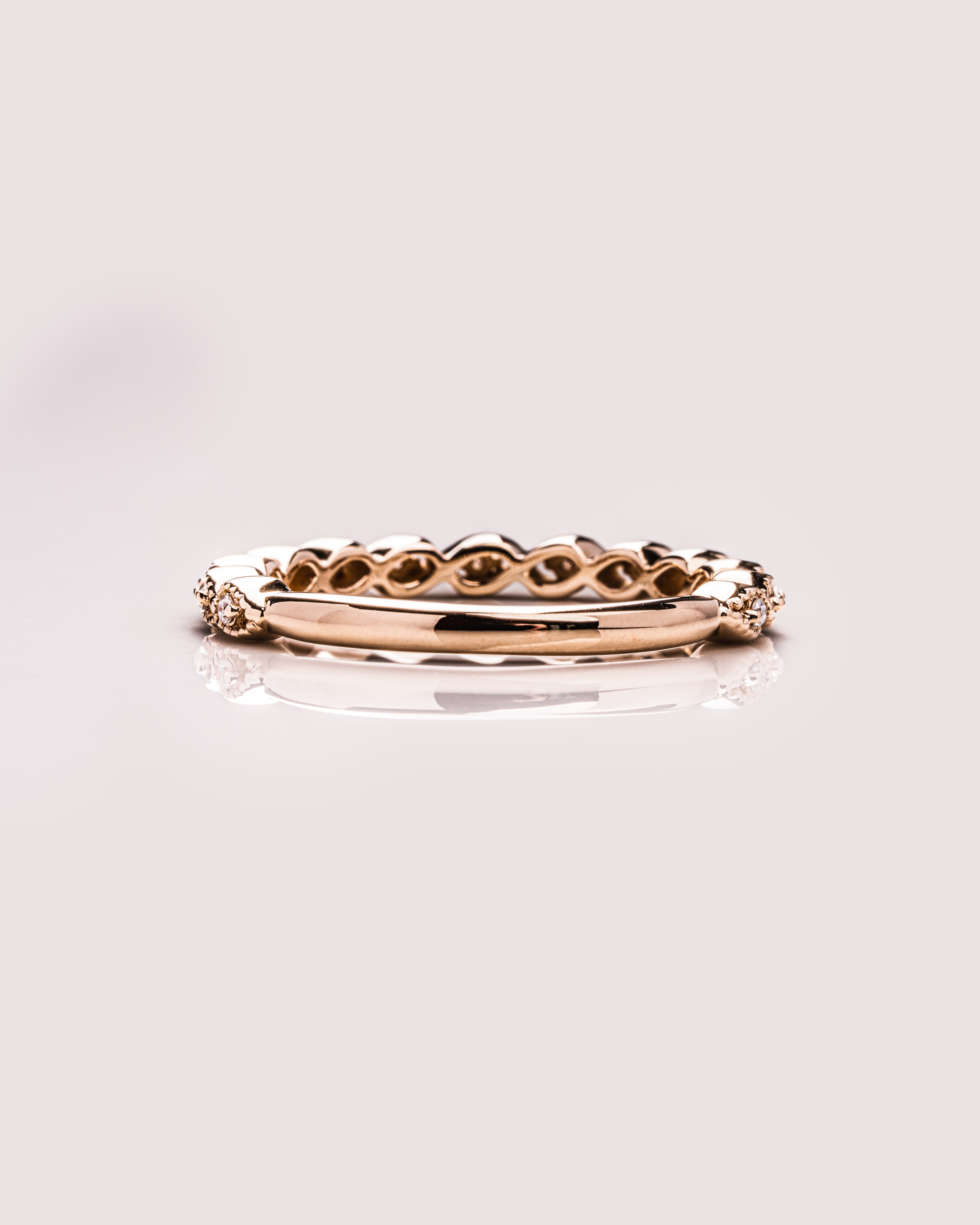 0.16 TCW Round CVD Diamond Half Eternity Milgrain Style Wedding Band - Camila Brown