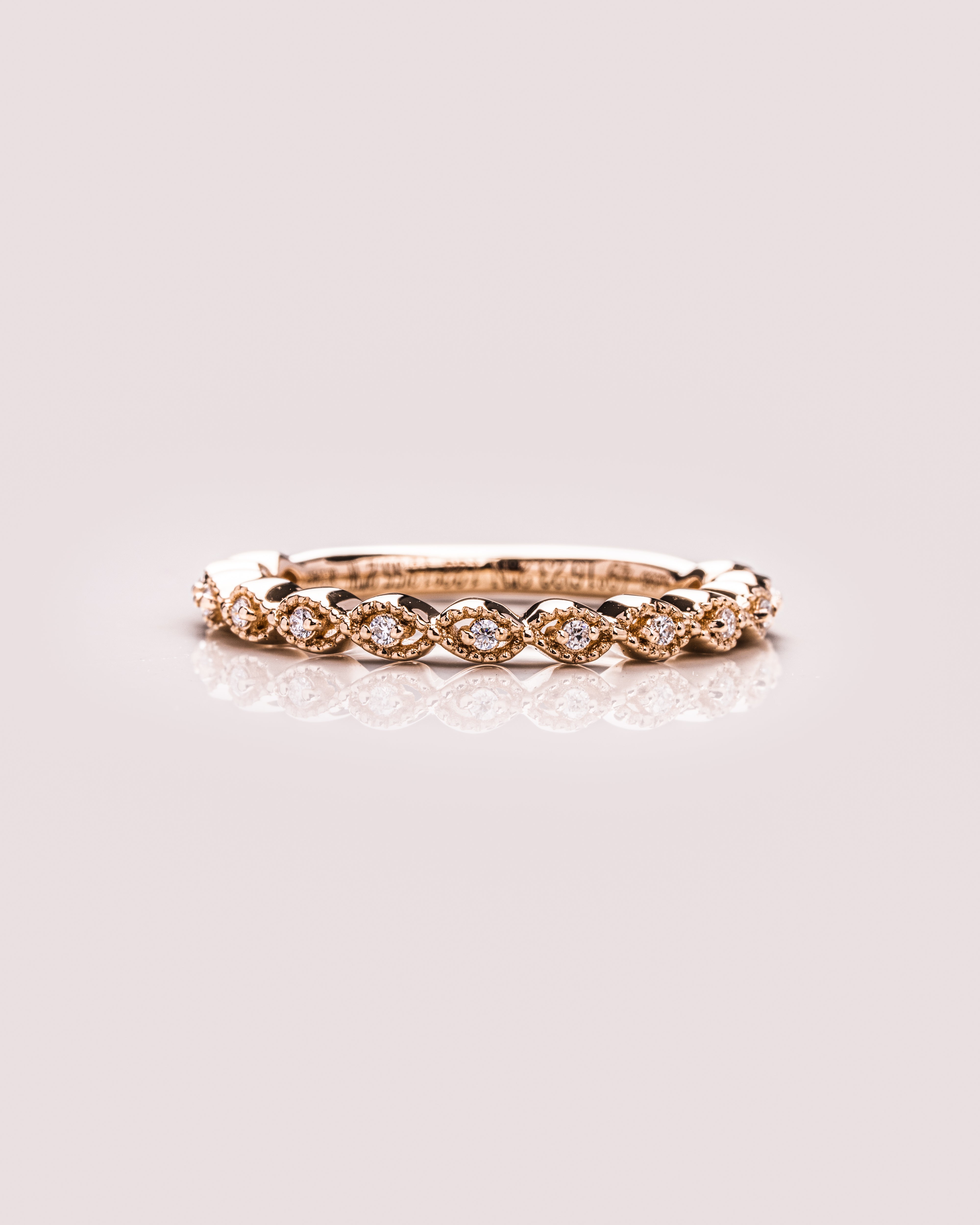 0.16 TCW Round CVD Diamond Half Eternity Milgrain Style Wedding Band - Camila Brown