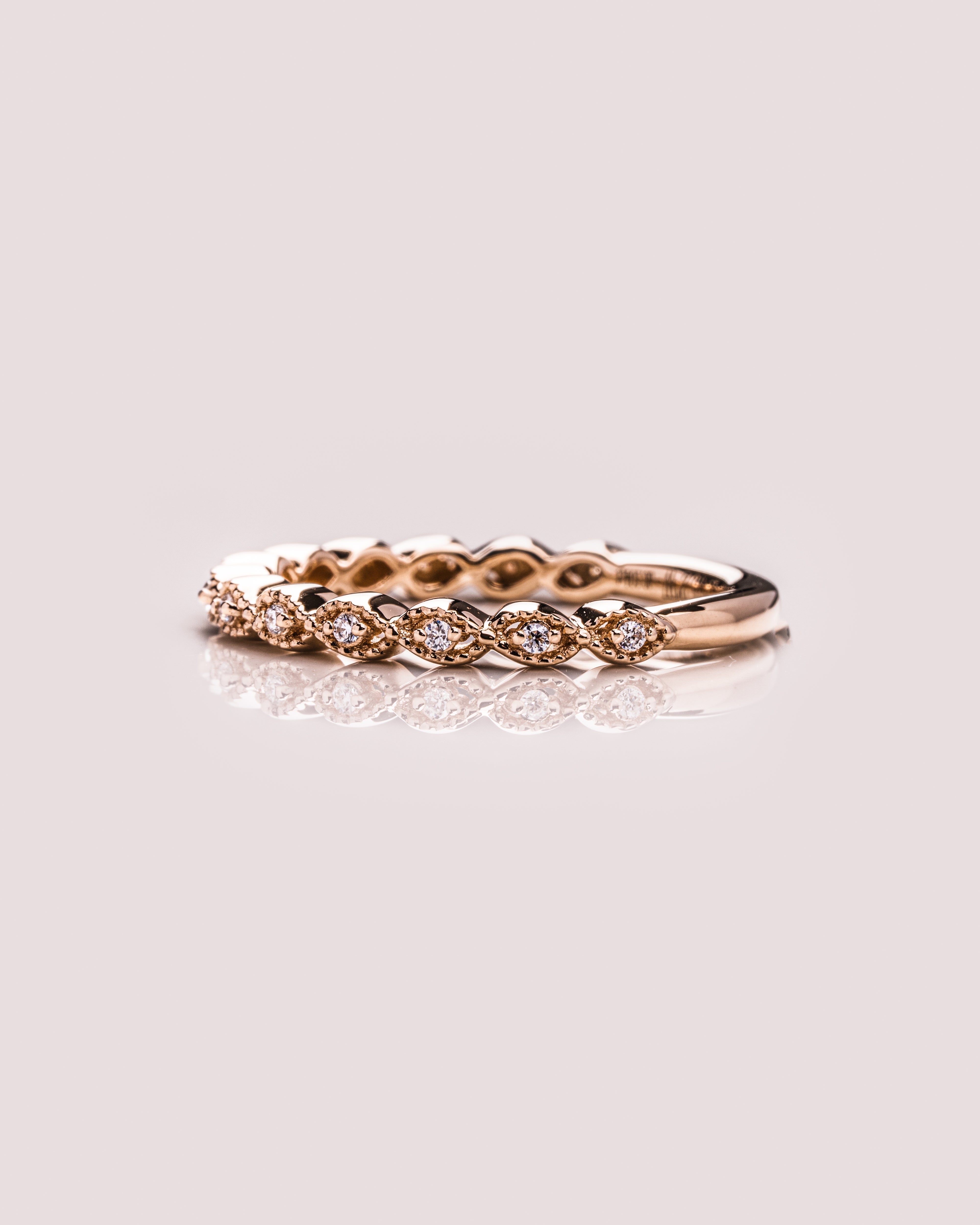 0.16 TCW Round CVD Diamond Half Eternity Milgrain Style Wedding Band - Camila Brown