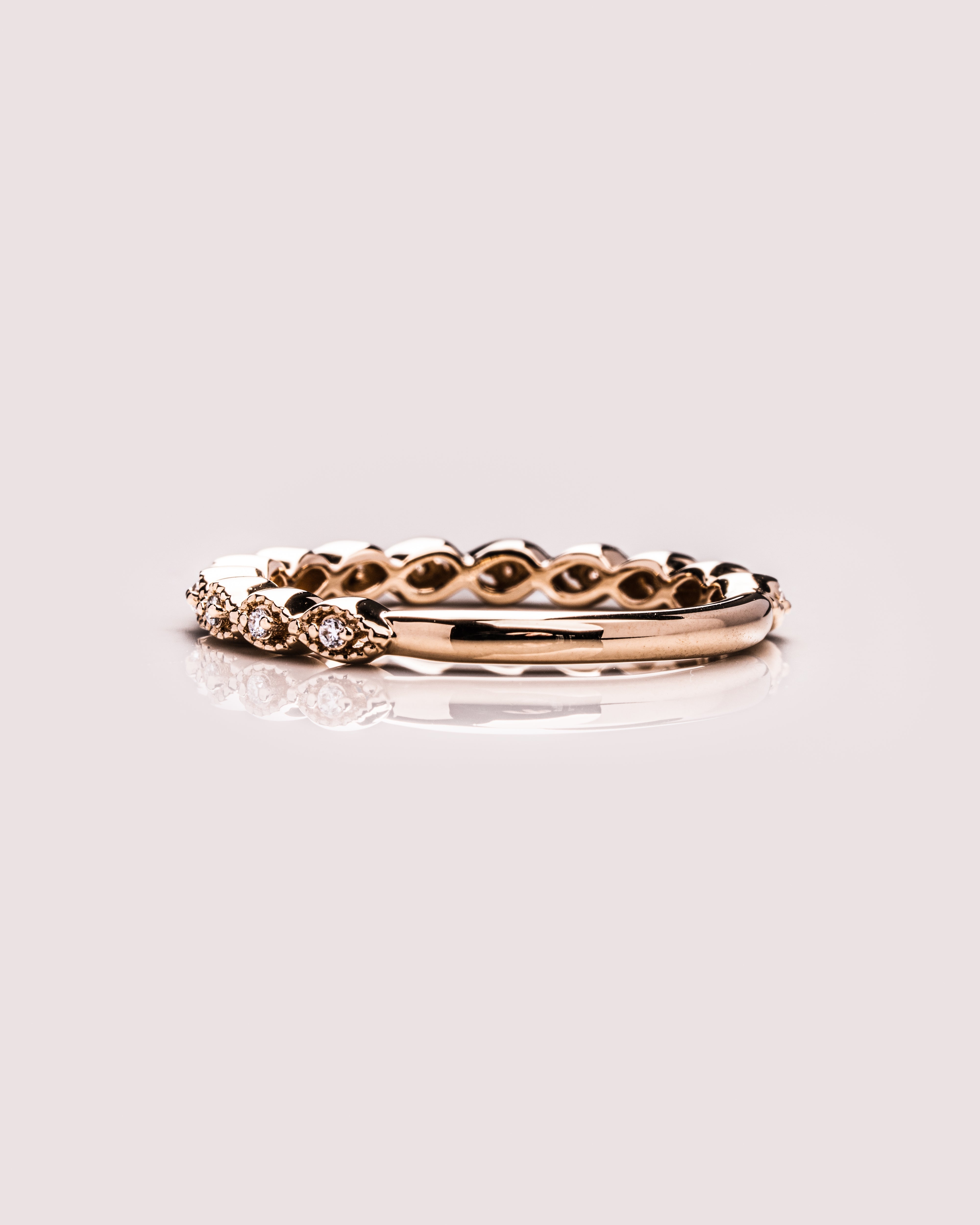 0.16 TCW Round CVD Diamond Half Eternity Milgrain Style Wedding Band - Camila Brown