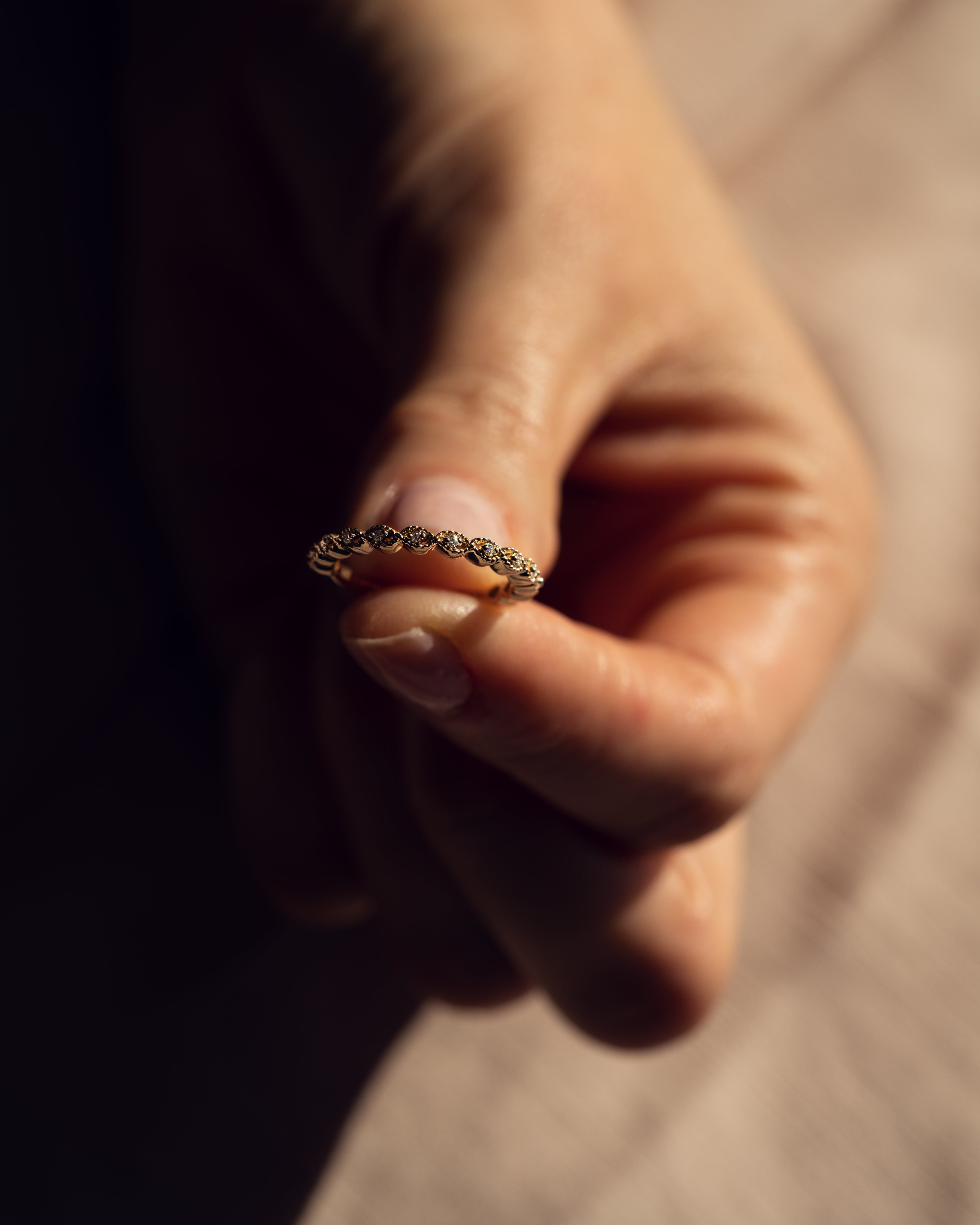 0.16 TCW Round CVD Diamond Half Eternity Milgrain Style Wedding Band - Camila Brown