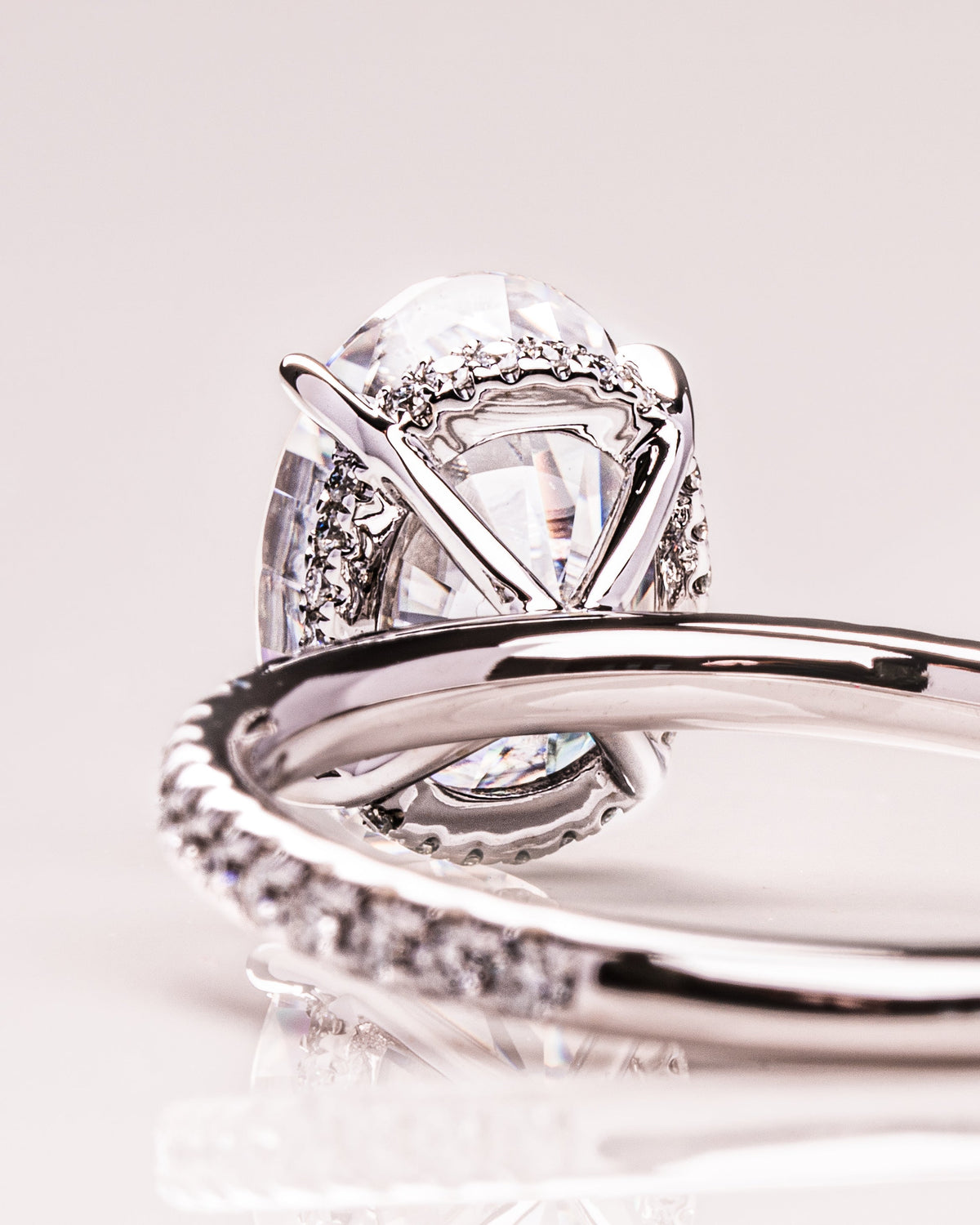 1.72 - 3.72 CT Oval F/VS1 CVD Diamond Hidden Halo Pave Setting Engagement Ring - Camila Brown